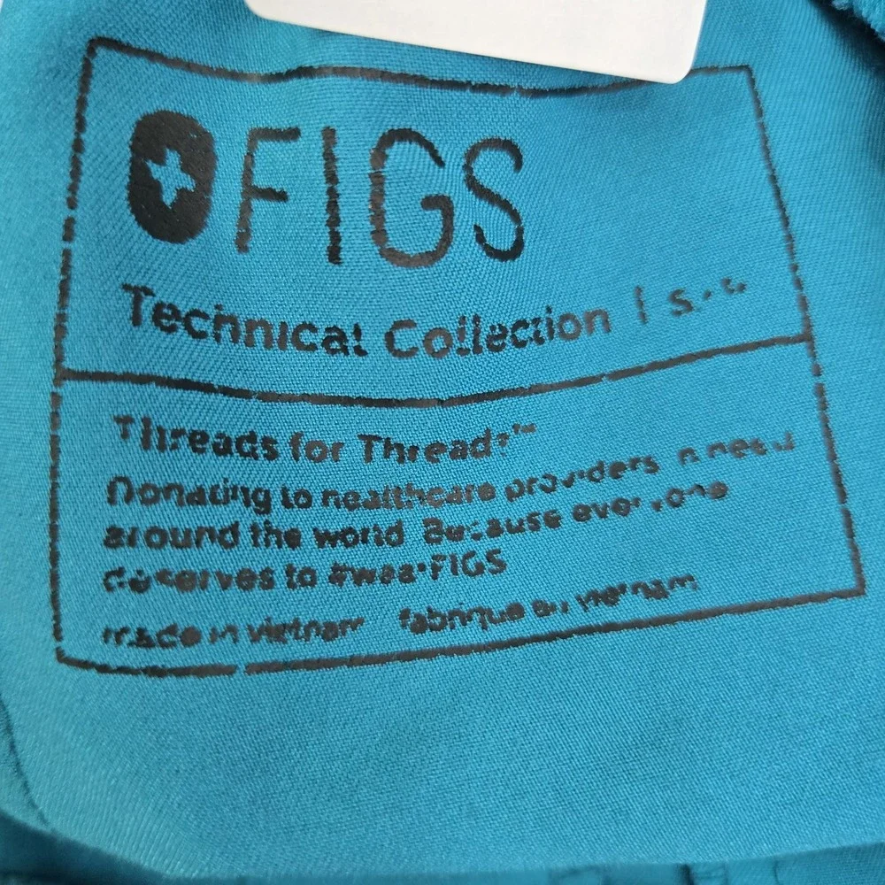 FIGS Women Scrub Pants Small Blue Yola Slim Cargo Straight Drawstring 28